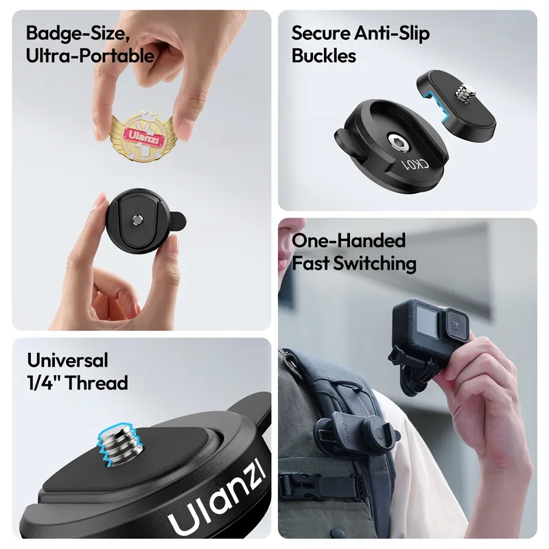Ulanzi CK01/CK02 Cka Quick Release Backpack Clip for Xtra Muse & DJI Pocket 3/4 & Insta360 Luna - Image 8