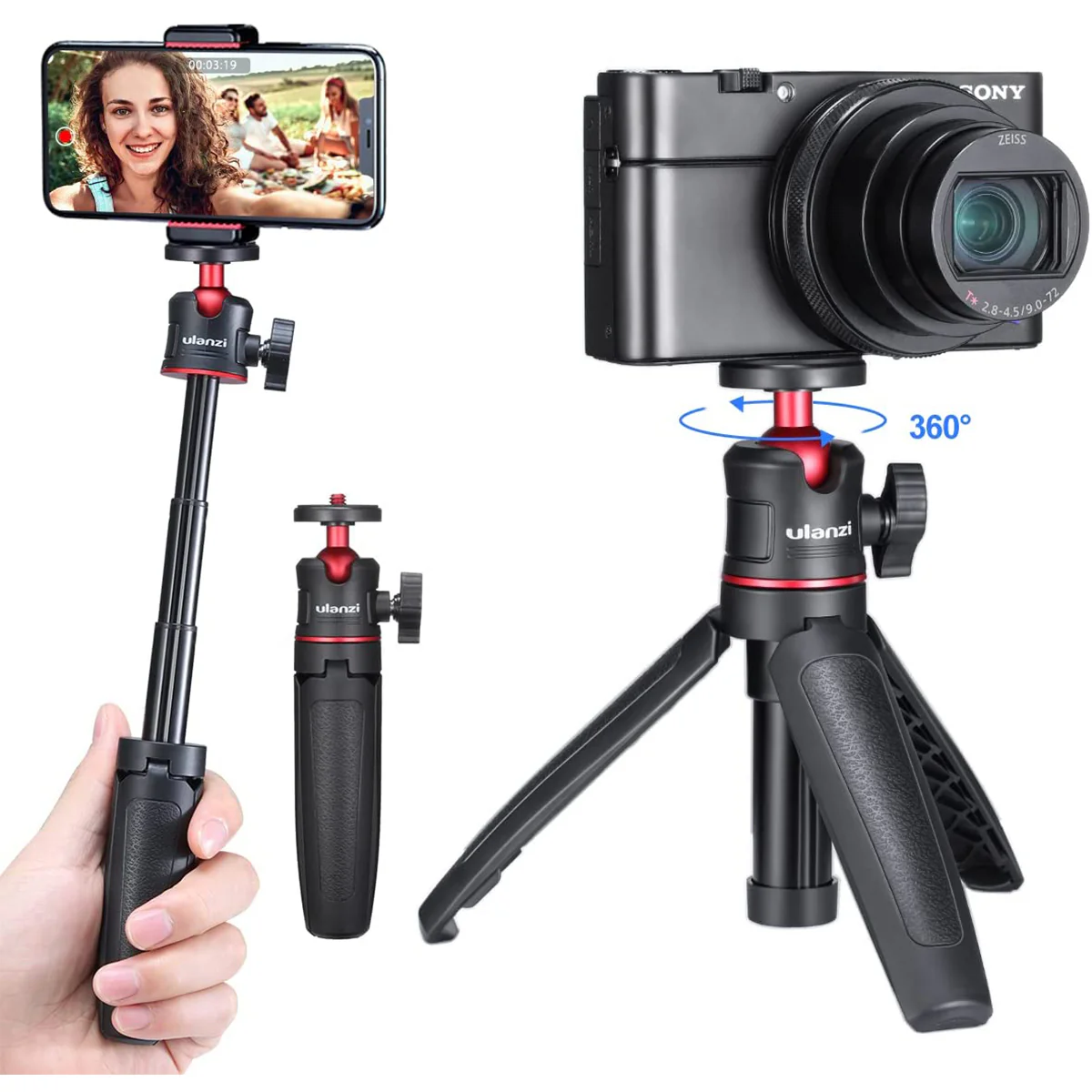 Ulanzi MT-08 Extendable Handheld Tripod for DJI Osmo Pocket 3/4 & Xtra Muse & Insta360 Luna - Image 3