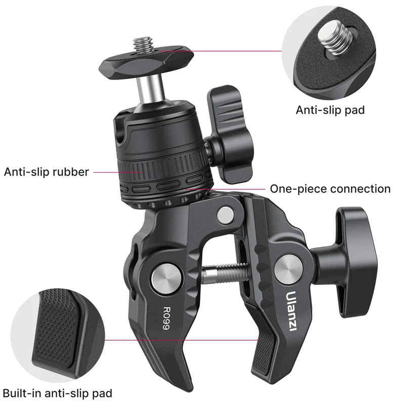Ulanzi R099 Clamp Mount with Mini Ball Head 2993 - Image 7